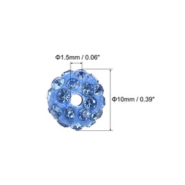 PATIKIL 10mm Rhinestone Clay Beads for Jewelry Making, 120 Pack Round Ball Polymer Clay Crystal Charm Beads for Craft Decor Necklace Chain Bracelets DIY, Blue