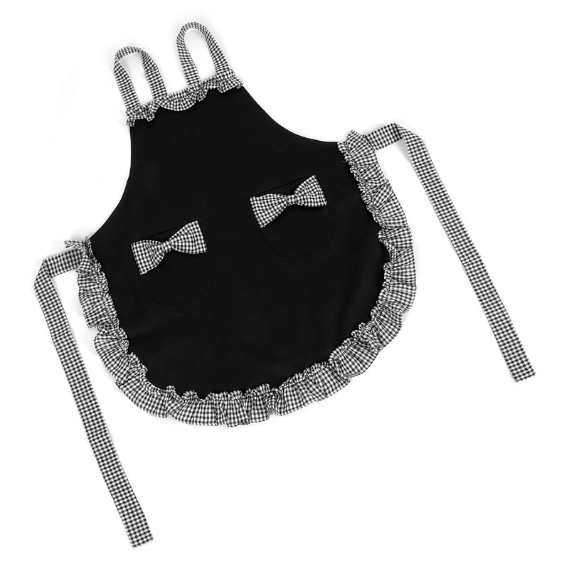 Bowknot Apron Multifunctional Cooking OilProof Waterproof Antifouling Apron for Kitchen(Black