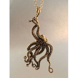 Octopus Necklace Bronze Ocean Kraken Jewelry Tentacle Pendant Steampunk