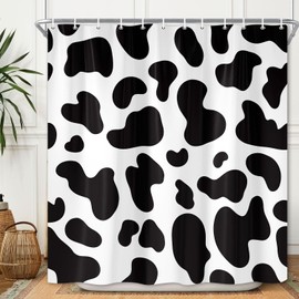 Moyrisou Black White Shower Curtain Fun Cow Print Farm Animal Decorative Bath Set Bathroom Accessories Farmhouse Western Curtain for Bathroom Showers and Bathtubs 72X72IN