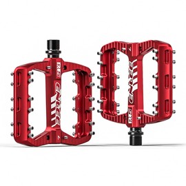 ENLEE Mountain Bike Pedals Aluminum Alloy Red MTB Pedals 9/16" Lightweight 3 Bearing Non-Slip Nylon Fiber Bicycle Platform Pedals for Road BMX MTB Bike