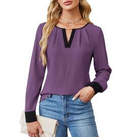 Blooming Jelly Womens Business Casual Long Sleeve Tops Dressy Teacher Fall Outfits 2025 Winter Fashion Top (L, Purple)