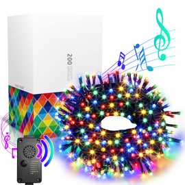EAMBRITE Christmas Lights Outdoor 82Ft 200LT Christmas Lights with Cheerful Music Infrared Motion Sensor Controller for Indoor Outdoor Christmas Tree Party Patio Garden Decorations (Multi-Color)