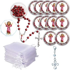 Divino Nino Divine Child Jesus Scented Rosary (12 PCS) Recuerdos de presentacion de 3 Años Baptism Party Favor Baby Jesus (red)
