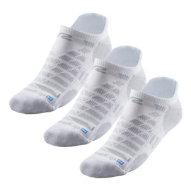 R-Gear Drymax No Show Running Socks For Men and Women, Medium Cushion | Breathable, Moisture Control & Anti Blister | S, White, 3 Pack