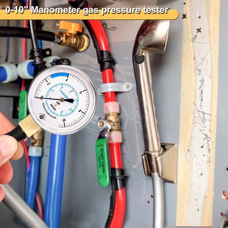 UHARBOUR Manometer Gas Pressure Tester, Manometer LP Gas Pressure Tester