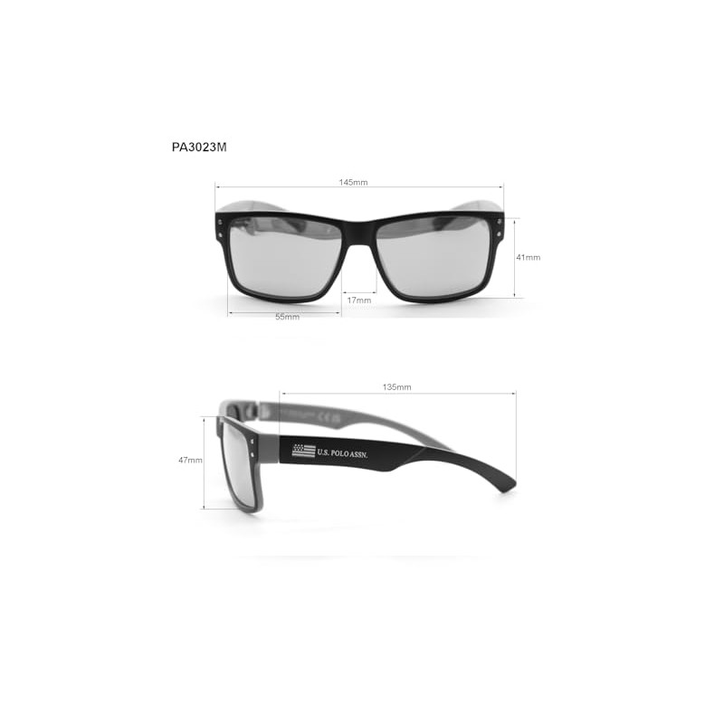 U.S. POLO ASSN. Men's PA3023M Iconic Retro 80's Rectangular Mirrored
