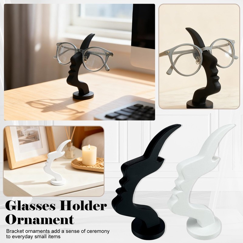 HeartYue 4 Pcs Abstract Face Design Eyeglass Holder & Sunglasses
