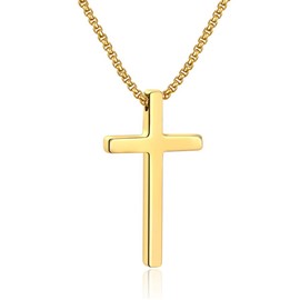 Ursteel Gold Cross Necklace for Men, Stainless Steel Cross Necklaces Gold Chain With Cross for Men 20 Inch Cross Necklace for Men Gifts