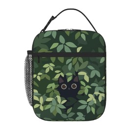 Cat In The Meadow Insulated Lunch Bag,Kids Lunch Box For Girls Boys Teen,Kid Lunch Box Containers Cooler Bag With Front Pocket For Women Men,Reusable Lunch Tote Bag Lunchbox For School/Work/Picnic