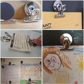 Homezone 5pc Strong Fridge Magnets Crocodile Clips, Perfect Strong Magnet Paper Clips Scratch-Resistant Magnets Whiteboard Magnets for Home Office School Stationery