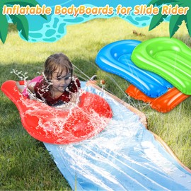 Blueweenly 8 Pcs Inflatable Body Boards for Water Slides, Inflatable Surfboard 21.2 x 15 Inch Portable Surf Boards for Kids Body Boards Garden Lawn Water Slide Accessories(Blue/red/Green/Orange)