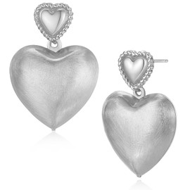 Myrnaist Earrings for Women Girls Heart Earrings Hypoallergenic Double Heart Dangle Earrings Gold-Plated Women's Fashion Jewellery Gifts for Daughter Mum, Stainless Steel, /