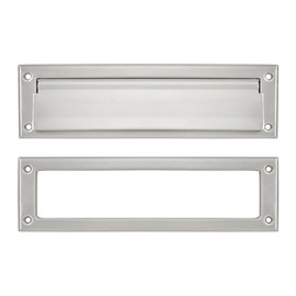 khtumeware Brushed Satin Nickel 10 inch 1-Pack Solid Brass Mail Slot with Solid Brass Internal Frame is Well Made Door Mail Slots