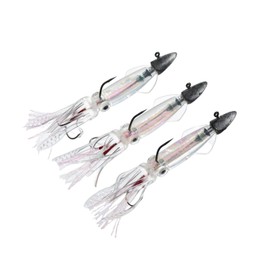 Bucht Squid Lure 5.5" Clear 3 Pack 14cm 22g Supervised by Local Fisherman Squid Worm Thailaba Sea Bass Rootfish Flounder Magochi Octopus Rockfish Jig Head Soft Lure