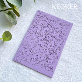 Keoker Polymer Clay Texture Sheets, Clay Texture Mat for Making Earrings Jewerly, Polymer Clay Texture Roller (No. 4 Floral)