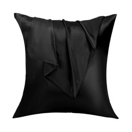 Lirex Set of 2 Satin Cushion Covers, 50 x 50 cm, Cushion Covers, Soft as Silk Cushion Cover, Satin Pillowcase Cushion Cover for Hair and Skin, Oeko-Tex Certified, Black