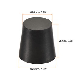sourcing map Rubber Tapered Plug 20mm to 26mm Solid Test Tubes Bungs Stopper Black for Lab Home 10 Pieces