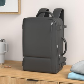 Hanples Travel Backpack for Women Men Large Carry On Person Item Bag Flight Approved 17 In Laptop Backpack Waterproof anti theft Casual Luggage Bag with 2 Toiletry Bag(Black) ﻿