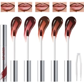 HOSAILY 5 Colors Peel Off Lip Liner Stain Set, Matte Finish Tattoo Lip Stain with Tweezer, Waterproof and Long Lasting High Pigmented Nude Peel Off Lip Tint Stain Makeup