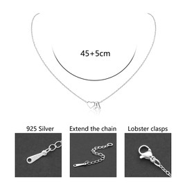 Aosyoisk 925 Sterling Silver Heart Letter Necklace, Ladies (A)