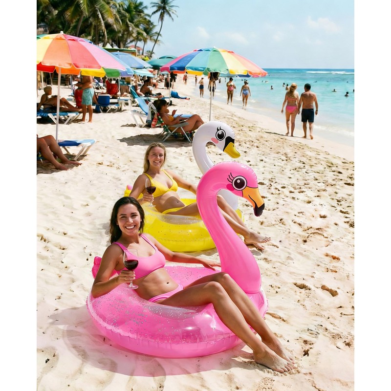 HeySplash Pool Floats, Pool Floaties Inflatable Pool Tubes Rafts for