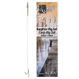 Zite Fishing Carp Rigs Set | Carp Leader Hook Size 2-8 | 4 Packs | Hair Assembly for Boilies Carp Fishing | Tied Braided Line | Ready2Fish Hair Rigs with Carp Hooks & Swivels (4)