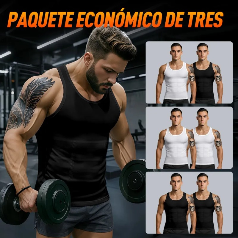 Camiseta 2pzs Para Corregir Postura Hombre Fajas Cinturillas -}