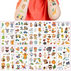 Animal Temporary Tattoos for Kids - Waterproof Colorful Cartoon Zoo Giraffes Forest Small Tiger Cute Fake Tattoo Stickers