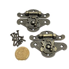 2 x Antique Bronze Mini Door Hinges Gift Jewelry Box Latch Hasp Clasp b24
