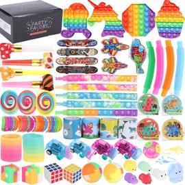 TGXLAK 70 pcs Fidget Toys Pack - Sensory Party Bag Fillers & Party Favours for Kids, Pop It Poppers, Squishy, Stress Relief, Classroom Prizes, Goodie Bag Bulk Toys for Boys & Girls