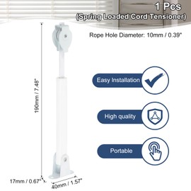 sourcing map Universal Spring Loaded Cord Tensioner, Metal String Tension Rod Pulleys, Curtain Locking Cord Tension Pole Adjustable for Cord Loops and Draperies Vertical Blinds