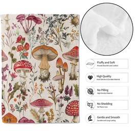 MIEPOS Vintage Botanical Mushroom Throw Blanket,50x60in,Soft, Lightweight Flannel,Retro Wildflower Blankets,Gifts for Kids & Nature Lovers,for Couch Travel Picnics,Home Living Room Boho Decor