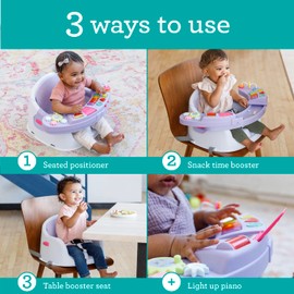 Infantino Music & Lights 3-in-1 Discovery Seat & Booster, Toddler Booster Seat for Dining Table or Kitchen Chair, Baby Activity Center & Snack Tray, Lavender