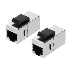 sourcing map 2 Pack RJ45 Cat 7 Ethernet Coupler, Cat7 Shielded Coupler Jacks Female to Female Ethernet Adapter, Silver