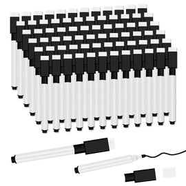 JEFURE 72 Pcs Black Magnetic Dry Erase Markers with Eraser Cap, White Board Mini Dry erase Markers Bulk, Fine Point Tip Student White Board Markers for Teachers Office School Supplies