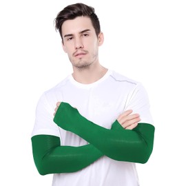 Bellady Arm Sleeves for Men,Stretchy Sleeve for Arm Tattoo Cover,Long Fingerless Gloves,Green