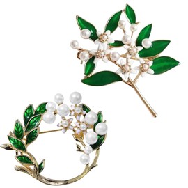2 Pcs Lily Of The Valley Brooch, Women's Brooches & Pins, Gardenia Brooch Set Floral for Women UK, Pearl Pin for Christmas Valentine's Day Birthday Mother's Day Clothing Accessories