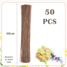 POPOYU Pack of 50 40 m Flower Wire, Brown, 1 mm Paper Wire for Craft Wire, Thin, Florist Wire, Craft Wire, Plug-In Wire, Wire Rods for Artificial Flowers, Wedding, Bouquet Decor