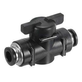 PATIKIL 3/8" Pneumatic Ball Valve, 5 Pack 3/8" OD BUC Push to Connect Tube Fittings Ball Valve Union Straight Air Flow Control Valve for Air Hydraulic, Black Silver
