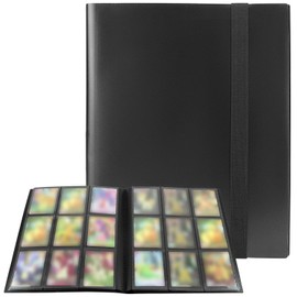 QWORK® 9 Pockets 360 Card Card Binder, Side Loading Trading Card Binder with Elastic Strap, Card Album, for Sports Cards, Trading Card