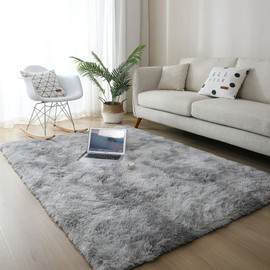 RUNYA Rug Living Room Large Soft Faux Fur Sheepskin Area Rug Modern Shaggy Carpet (Grey, 2ft x 4ft (60 x 120 cm))