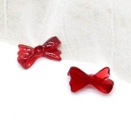 (Coco Nail) Small and Precious Syrup Red Mini Ribbon Nail Charms (Pack of 5) Ships Today / (코코네일) 작고 소듕해 시럽 레드 미니 리본 네일파츠 (5개입) 오늘출발