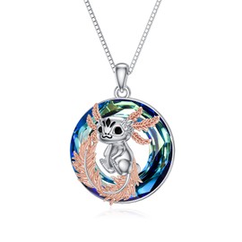 PROESS Sterling Silver Axolotl Necklace Axolotl Pendant with Crystal Axolotl Gifts for Women