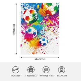 HGOD DESIGNS Colorful Football Throw Blanket Ultra Soft Warm All Season Raibow Color Soccer Balls Decorative Fleece Blankets for Bed Chair Car Sofa Couch Bedroom 130x150cm
