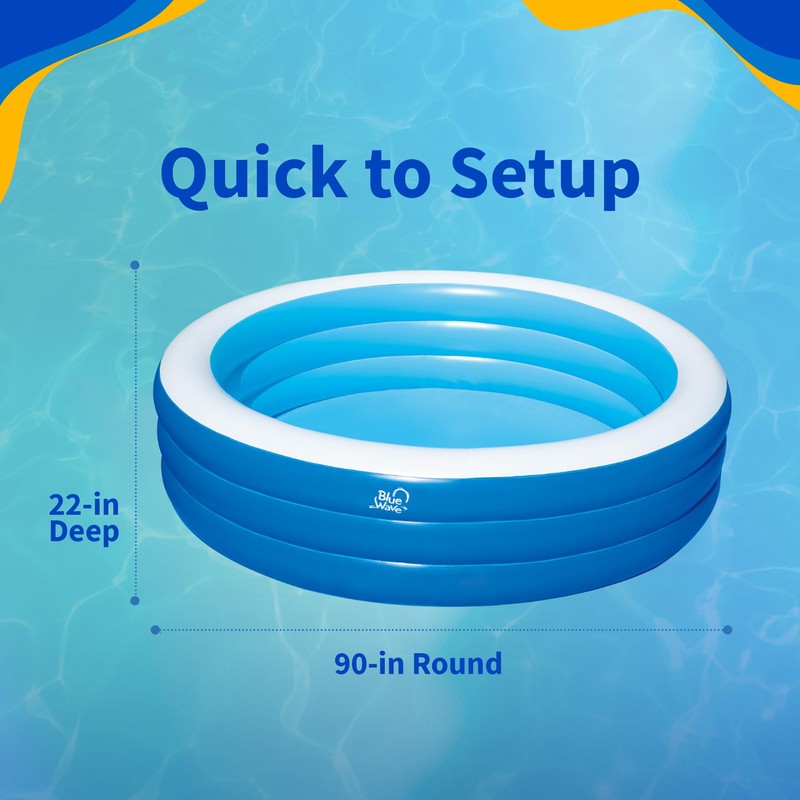 Blue Wave Inflatable Swimming Pool with Cover – 7.5-ft Round