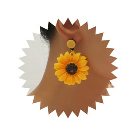 Allereya Vintage Acrylic Sunflower Dangle Earrings Risen Flower Earrings Yellow Sunflower Drop Earrings Large Flower Stud Earrings Jewelry for Women and Girls