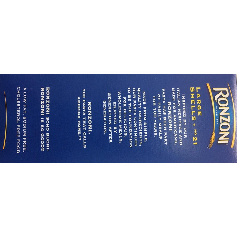 Ronzoni Large Shells Non GMO 16 Oz. Pack Of 3.
