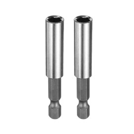 HARFINGTON 2pcs Magnetic Bit Holder 2.4" Length 1/4" Hex Shank Cr-V Steel Extension Screwdriver Bit Holder Quick-Change Bit Adapter