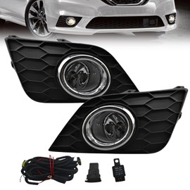 Fog Lights for 2016-2019 Nissan Sentra/Sylphy Fog Lights Left & Right Side with Assembly Set, Bezels Switch & Bulbs (Halogen)